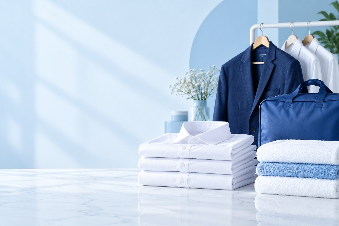 Freshly cleaned clothes and folded towels